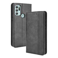 Motorola Moto G60S / G60 - Vintage læder cover / pung - Sort