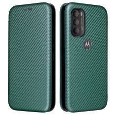 Motorola G71 5G - Flip cover med kortholder - Børstet Design - Grøn