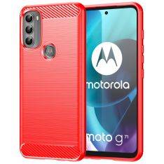 Motorola G71 5G - Ultratyndt gummi cover - Børstet Design - Rød