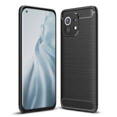 Xiaomi Mi 11 - Gummi cover - Børstet Design - Sort