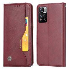 Xiaomi Redmi Note 11T 5G/Redmi Note 11S 5G - Læder cover / pung med udvendig kortholder - Vinrød