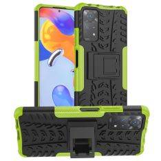 Xiaomi Redmi Note 11 Pro 4G / Redmi Note 11 Pro 5G - GRID Hybrid cover med kickstand - Grøn