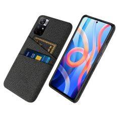 Xiaomi Redmi Note 11T 5G/Redmi Note 11S 5G - Hard cover i tesktil med kortholdere - Sort