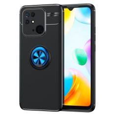 Xiaomi Redmi 10C - Gummi cover med Metal plade og Kickstand - Sort/Blå