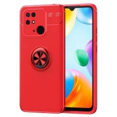 Xiaomi Redmi 10C - Gummi cover med Metal plade og Kickstand - Rød