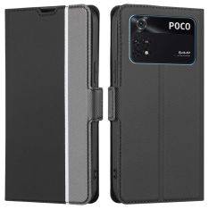 Xiaomi Poco M4 Pro 4G - Slim læder cover / pung - Sort