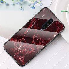 OnePlus 8 - Hard cover med Hærdet glas bagside i Marmor Design - Rød