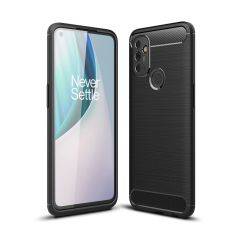 OnePlus Nord N100 - Gummi cover - Børstet Design - Sort