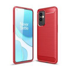 OnePlus 9 - Gummi cover - Børstet Design - Rød