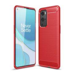 OnePlus 9 Pro - Gummi cover - Børstet Design - Rød