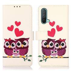 OnePlus Nord CE - Læder cover / pung - Printet design - Ugler & hjerter