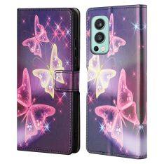 OnePlus Nord 2 5G - Læder cover / pung - Printet Design - Lysende sommerfugl