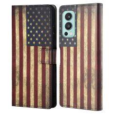 OnePlus Nord 2 5G - Læder cover / pung - Printet Design - US Flag