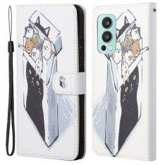 OnePlus Nord 2 5G - Læder cover / pung - Printet design - Sød kat