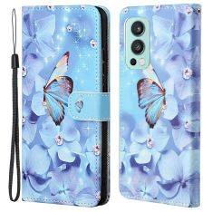 OnePlus Nord 2 5G - Læder cover / pung - Printet design - Sommerfugl & blomst