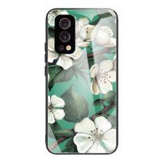OnePlus Nord 2 5G - Hybrid cover m/ Bagside af hærdet glas - Hvide blomster