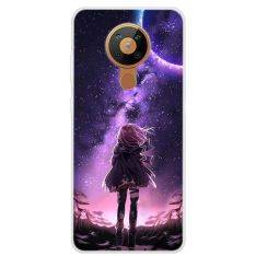 Nokia 5.3 - Gummi cover med printet Design - Pige & måneskin