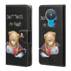 Nokia 1.4 - Læder cover / pung - Printet Design - Vred bjørn