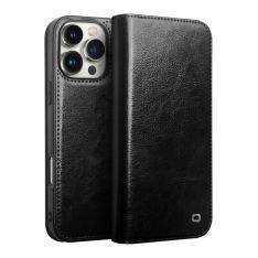 iPhone 16 Pro - QIALINO "Classic" ægte læder cover / pung - Sort
