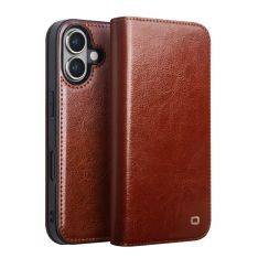 iPhone 16 Plus - QIALINO "Classic" ægte læder cover / pung - Brun
