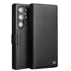 Samsung Galaxy S24 Ultra - QIALINO slim Classic ægte læder cover - Sort