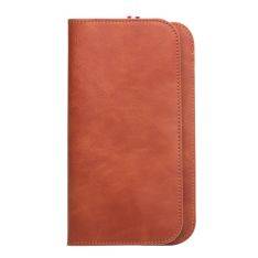 Universal QIALINO ægte læder cover / pung - op til 6.7" - Brun