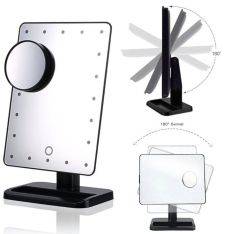 Make Up spejl med LED lys roterbar 180 grader med 3x Forstørrelse