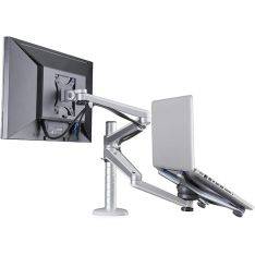 WERGON - Asger - Justerbar Dual Desktop holder - skærm Max 32" / Laptop 10-15.6" - Sølv
