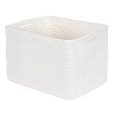 Opbevaringskurv / Vasketøjskurv i Bomuldsreb - 38x25.4x25.4cm - Hvid