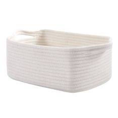Opbevaringskurv i Bomuldsreb med håndtag - 32.5x22.5x14cm - Hvid