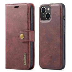 iPhone 14 Plus - DG MING 2-i-1 ægte læder cover - Aftagelig holder - Grå