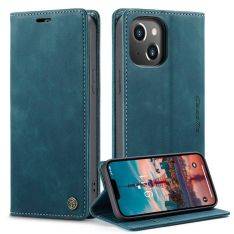 iPhone 14 - CASEME Retro læder cover - Blå