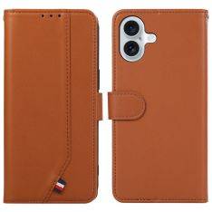 iPhone 16 - RFID læder cover / pung - Brun