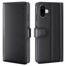 iPhone 16 - Ægte læder cover / pung - Sort