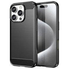 iPhone 16 Pro - Gummi cover - Børstet design - Sort