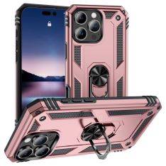 iPhone 16 Pro Max - Shockproof Hybrid cover med roterbar kickstand - Rosa guld