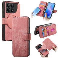 Xiaomi Poco F6 Pro 5G - CASENEO 2-i-1 læder cover - Aftagelig holder - Pink