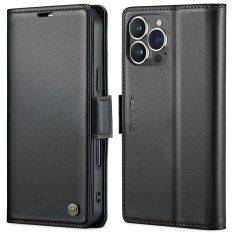 iPhone 16 Pro - CASEME RFID læder cover / pung - Sort
