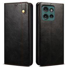 Motorola Edge 50 5G - Vintage læder flip cover - Sort