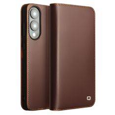 Samsung Galaxy S25 Edge - QIALINO slim ægte læder cover / pung - Brun