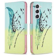 Samsung Galaxy S23 5G - Læder cover / pung - Printet design - Fjer