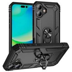 iPhone 17 - Armor Hybrid cover med kickstand - Sort