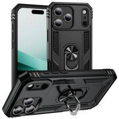iPhone 17 Pro - Armor Hybrid cover med kickstand - Sort