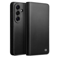 Samsung Galaxy S26 - QIALINO slim flip ægte læder cover / pung - Sort