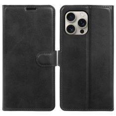 iPhone 16 Pro - Vintage læder cover / pung - Sort