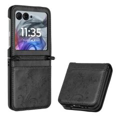 Motorola Razr 70 Ultra - Læder cover / pung - Printet design - Sort