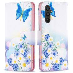 Samsung Galaxy A34 5G - Læder cover / pung - Printet design - Sommerfugl og blomster