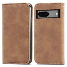Google Pixel 7a - Flip magnetisk læder cover - Brun