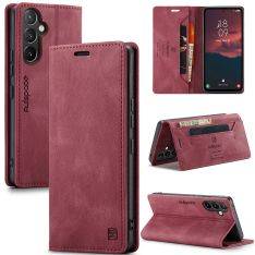 Samsung Galaxy A54 5G - AUTSPACE læder cover - RFID sikkerhed - Rød