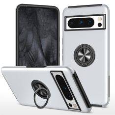 Google Pixel 8 - Shockproof Hybrid cover med kickstand - Sølv